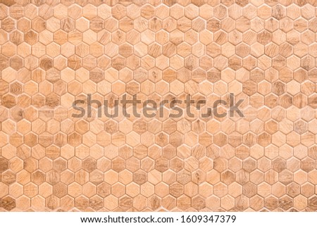 Honeycomb patterned wood panels in hexagonal shape, wood, blackground, abstract brown pattern background