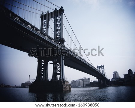 Manhattan Bridge, New York, with retro fade