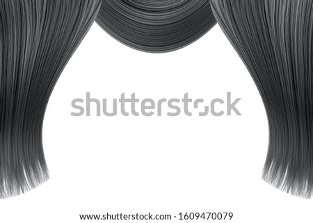 Black hair over white as background (isolated). Copy space