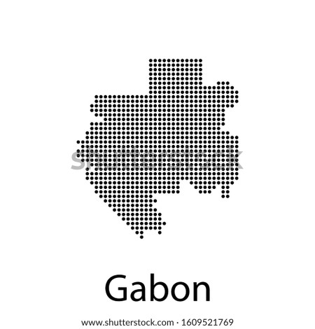 Vector illustration of a geographical map of Gabon with dots

