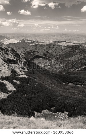 low mountains monochrome toned image