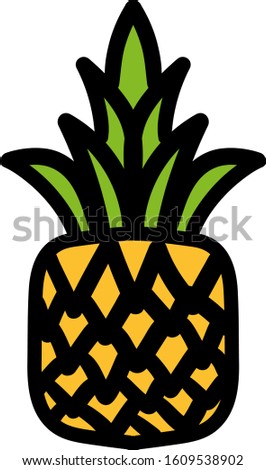Ripe pineapple hand drawn vector illustration. Fresh exotic fruit, organic summer delicacy