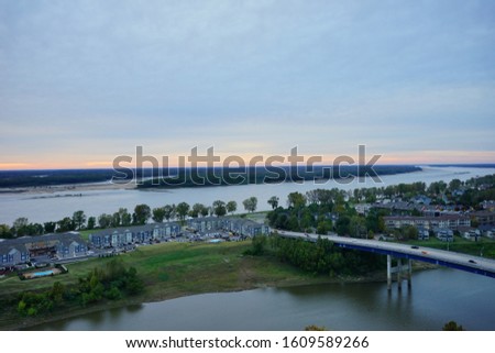Sunset over Mississippi river at Memphis, State of Tennessee