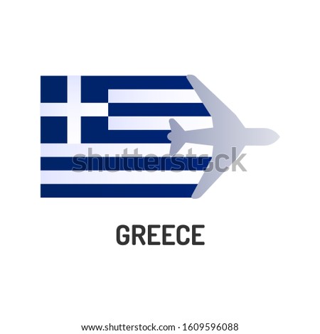 Flag of Greece color flat icon. Airline network. International flights. Popular tourist destination. Vector element for web page, mobile app, promo.  UI UX GUI design element. 