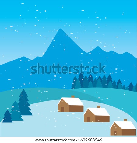 Beautiful winter landscape. Winter background - Vector illustration design
