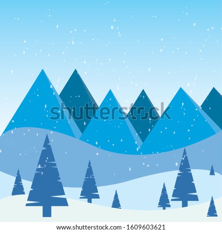 Beautiful winter landscape. Winter background - Vector illustration design