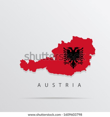 map of Austria combined with Albania flag.
