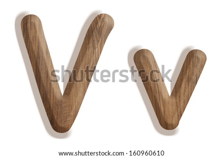 Alphabet made from wood, isolated on white background