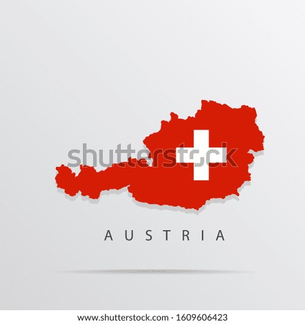 map of Austria combined with Switzerland flag.