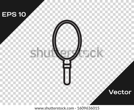 Black line Hand mirror icon isolated on transparent background.  Vector Illustration
