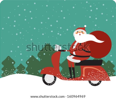 santa claus on a scooter
