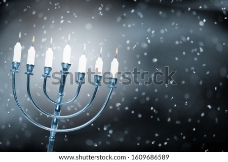 Religion concept. Jewish holiday Hanukkah menorah and candles