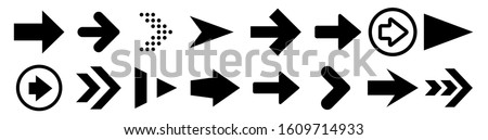 Black arrow icons set. Vector illustration Royalty-Free Stock Photo #1609714933
