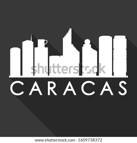 Caracas Venezuela Flat Icon Skyline. Silhouette Design City Vector Art. Famous Buildings Vector.