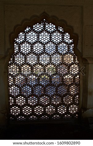 Silhouette of Window in Jaipur India Palace