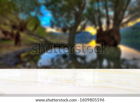 Desk of free space and amazing beauty of nature background. Mock up for display or montage of product,Banner for advertise on online media,nature business presentation