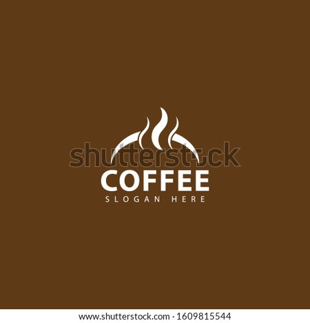 coffee logo with the shape of coffee beans and smoke above it makes this design unique, simple.