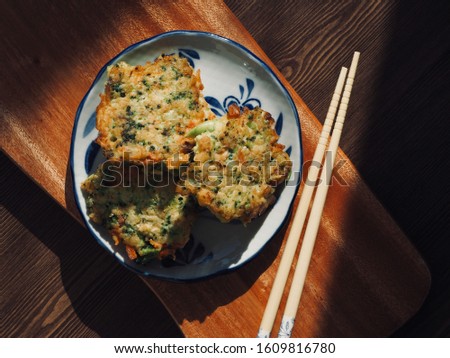 Korean style traditional food Broccoli Meatballs