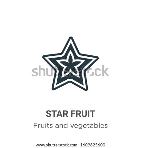 Star fruit glyph icon vector on white background. Flat vector star fruit icon symbol sign from modern fruits and vegetables collection for mobile concept and web apps design.