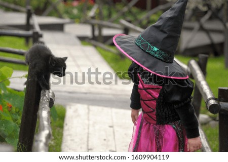 Little witch with little cat