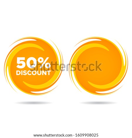 Design of yellow circle with twisted element for sale promotion template. Discount offer label tag vector design.