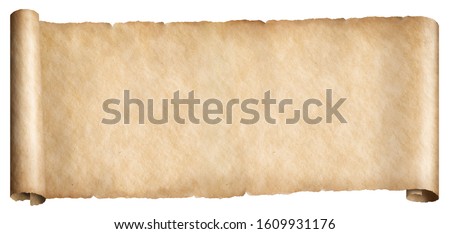 Narrow old paper fantasy style horizontal scroll isolated Royalty-Free Stock Photo #1609931176