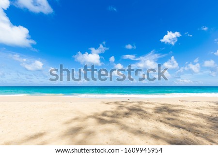 Exotic white sand andaman sea beach sky with cloud summer vacation concept, Landscape background