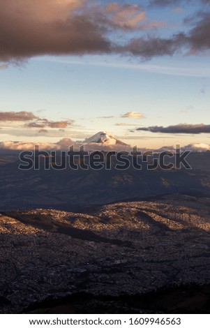 Sunset in Quito Ecuador Cotopaxi Volcano