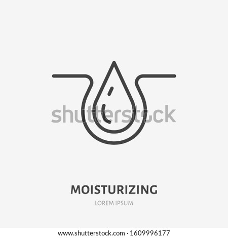 Moisture line icon, vector pictogram of moisturizing cream. Skincare illustration, sign for cosmetics packaging. Royalty-Free Stock Photo #1609996177