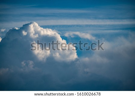 Nice clouds on blue evening sky abstract background  summer day 