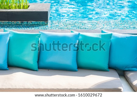 Comfortable pillow on sofa chair decoration outdoor patio