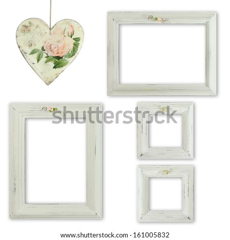 Collection of shabby chic distressed picture frames