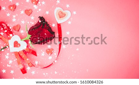 The picture of red roses and red hearts is a symbol of love on Valentine's Day festival, indicating love and is another important day on the 14th of February every year.