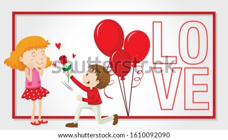 Valentine theme with lovers on the card illustration