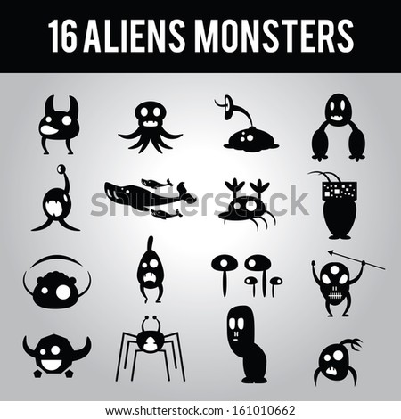 Cute mini aliens monster