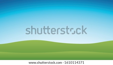 Background scene with blue sky and green grass illustration