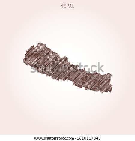 Scribble Map of Nepal Design Template