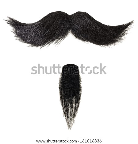Black curly mustache and goatee beard isolated on a white background Royalty-Free Stock Photo #161016836