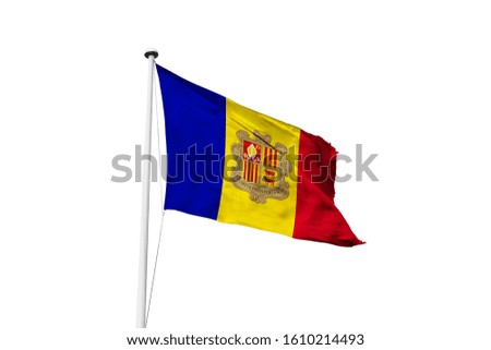 Andorra Realistic Flag waving isolated white background
