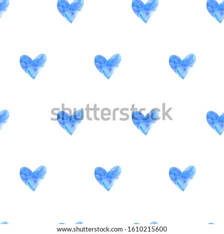 Seamless pattern with watercolor hearts. Romantic love hand drawn backgrounds texture. For greeting cards, wrapping paper, packaging, wedding, birthday, fabric, textile, Valentine's Day, mother's Day.