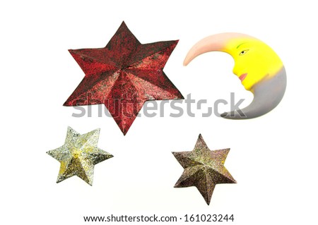 moon with colored stars on a white background