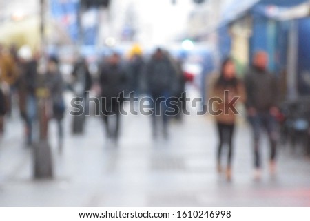 Blured peoples on the street. Foot, legs of people. Motion blured people. Slow shutter speed. Bussie people on the street. People silhouette on the street. Belgrade, Serbia, Knez Mihajlova .. Abstract