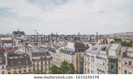 Panoramic view of buildings and houses in central Paris, France