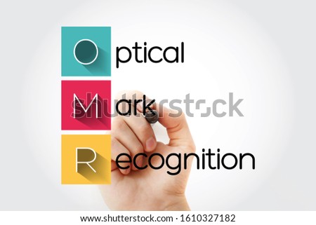 OMR - Optical Mark Recognition acronym with marker, technology concept background