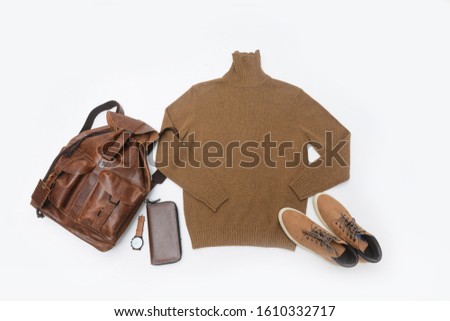 Men's clothes with accessories on white background