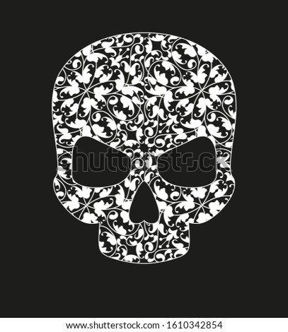 Ornamental pattern skull with doodle elements. Skull illustration. EPS10 vector illustration.