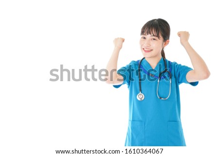 Young nurse cheering up with smile
