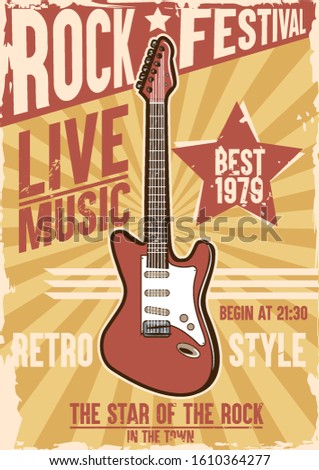 guitar rock retro banner for festival