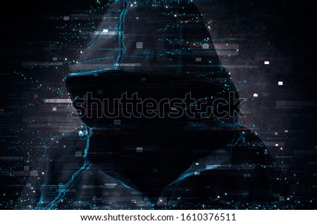 Cyber terrorism, cyber crime, internet piracy and computer hacking concept. Royalty-Free Stock Photo #1610376511