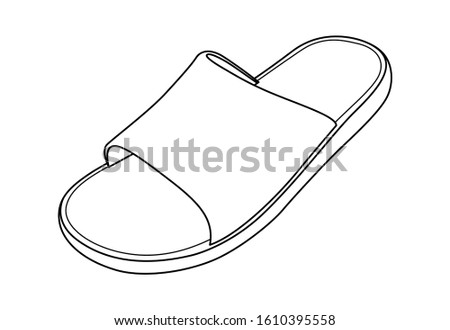 White Slipper Shoes Template Vector On White Background, Perspective View